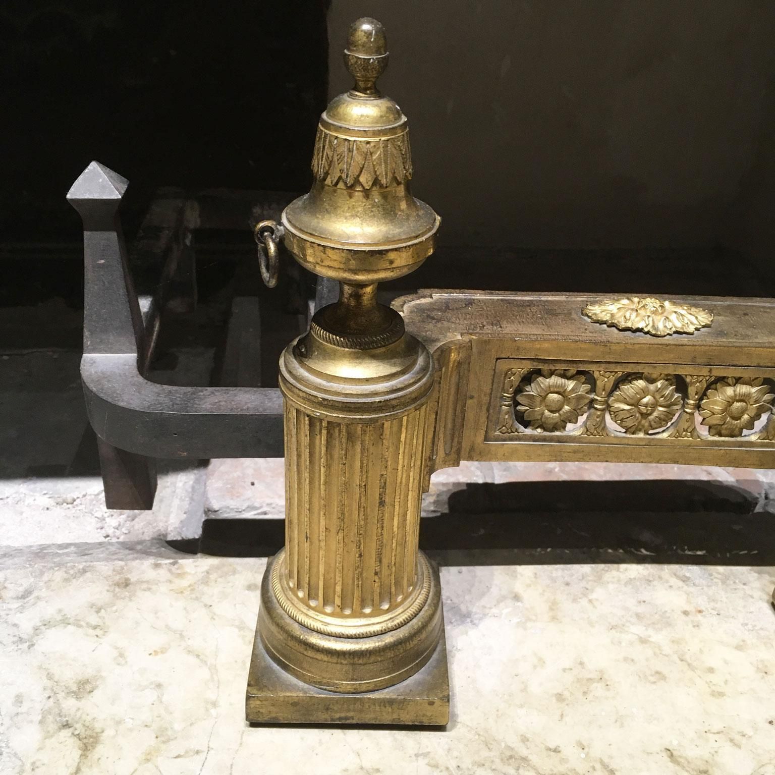 photo for sale France Mid 18th Century Pair Bronze And Iron Neoclassical Andirons