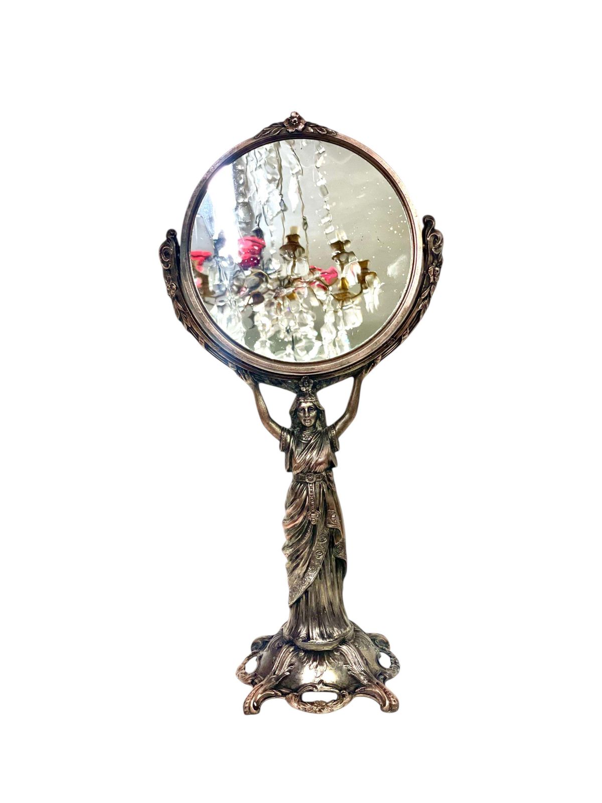 photo vintage 19th Century Silvered Bronze Table Psyche Mirror