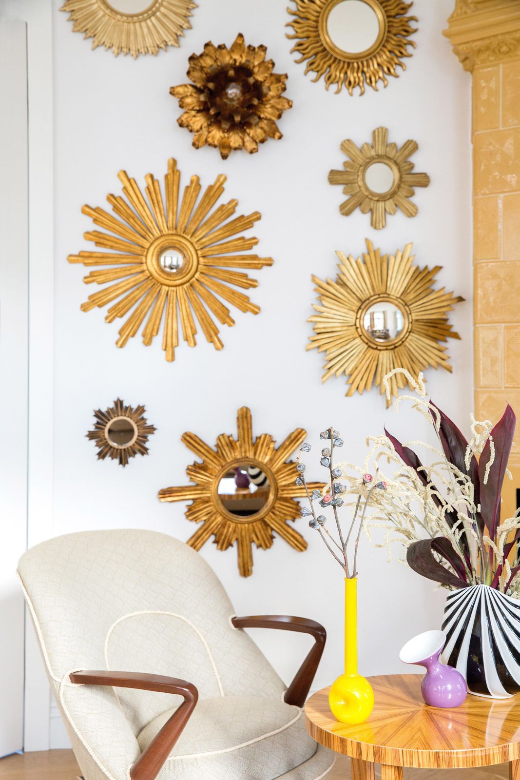 Mid Century, Modern Gold Italian Big Sunburst Mirror, Giltwood, 1960s photo for sale