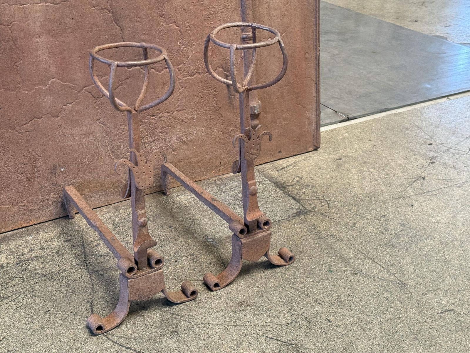 20th Century French Andirons Or Firedogs, Gothic Style photo vinterior