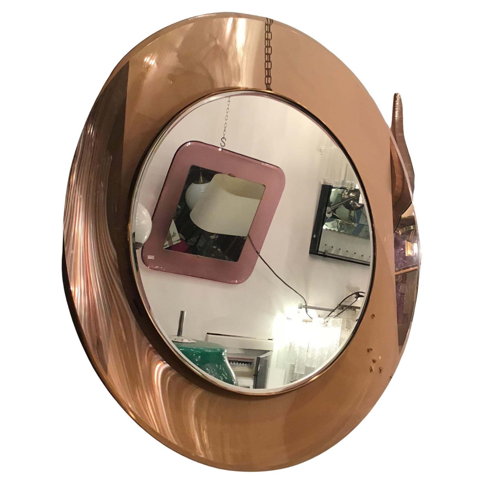 Max Ingrand “Fontana Arte” Mirror Brass Glass 1968 Italy photo furniture