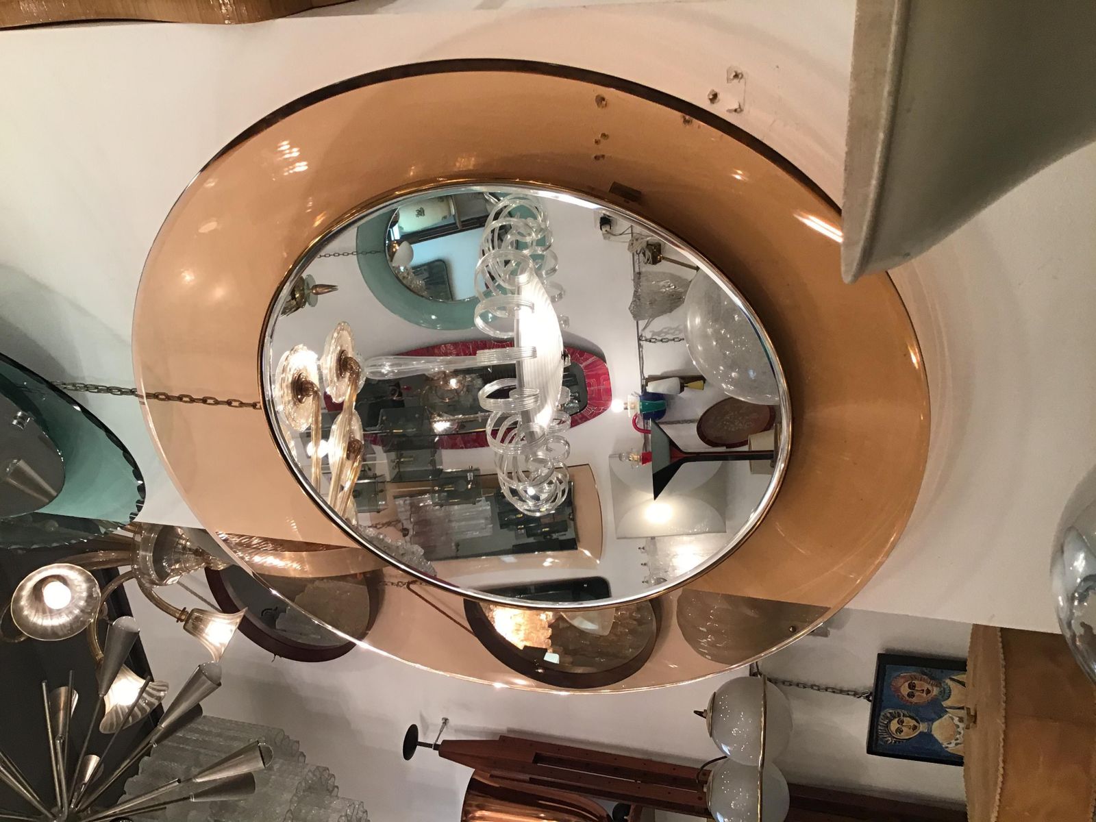 Max Ingrand “Fontana Arte” Mirror Brass Glass 1968 Italy photo vintage