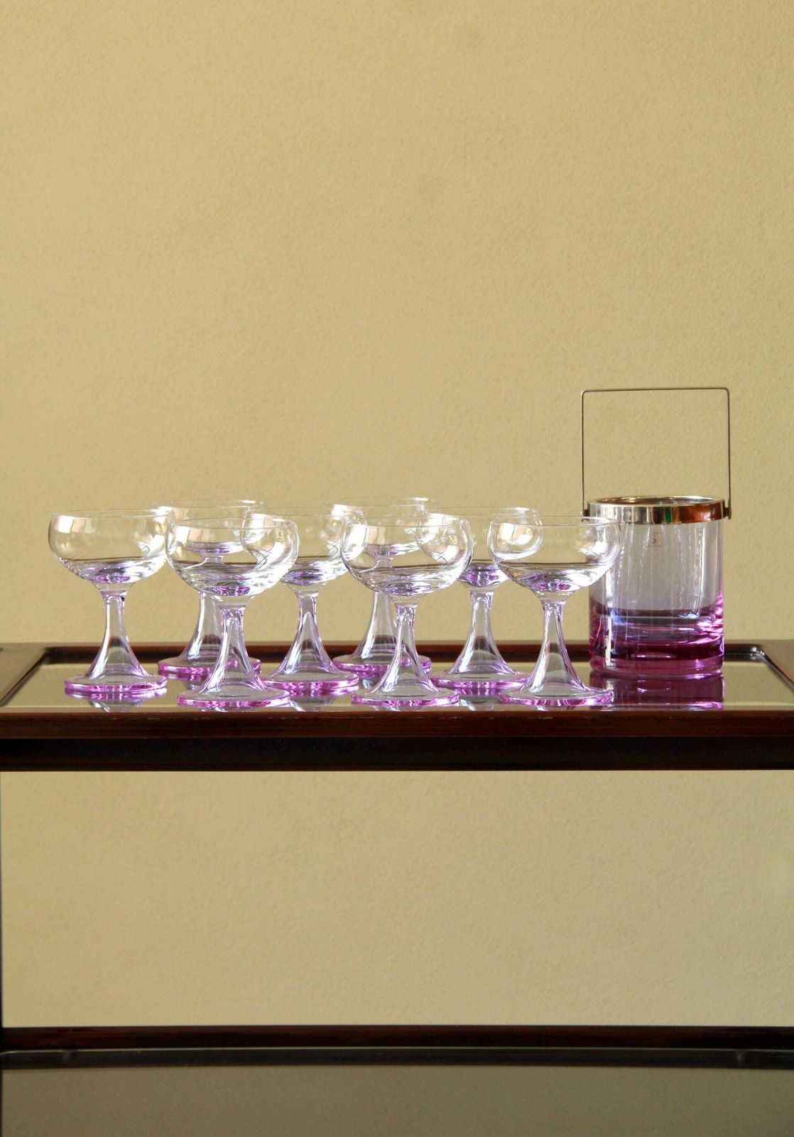 Violette, Space Age Alexandrite Drinking Champagne Or Cocktail Glasses, Set Of 4, Italy, 1970s photo for sale
