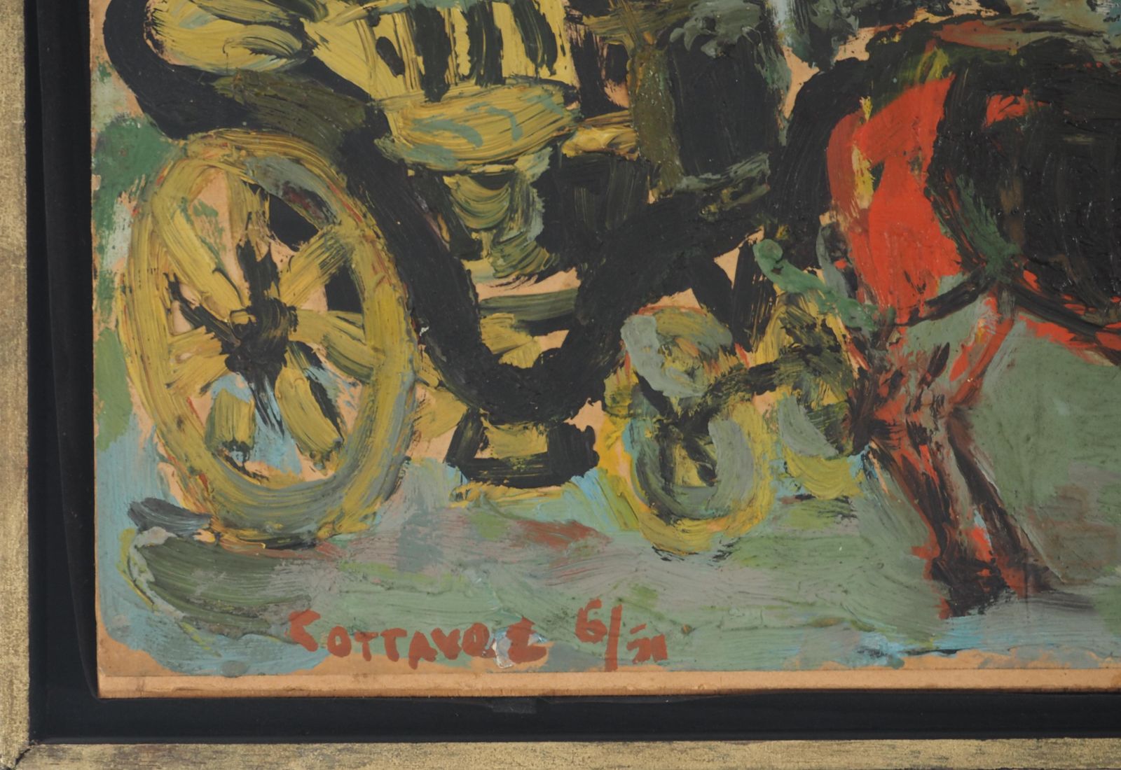André Cottavoz French Riviera : The Cabriolet   Original Oil Painting, Signed 1951 photo furniture
