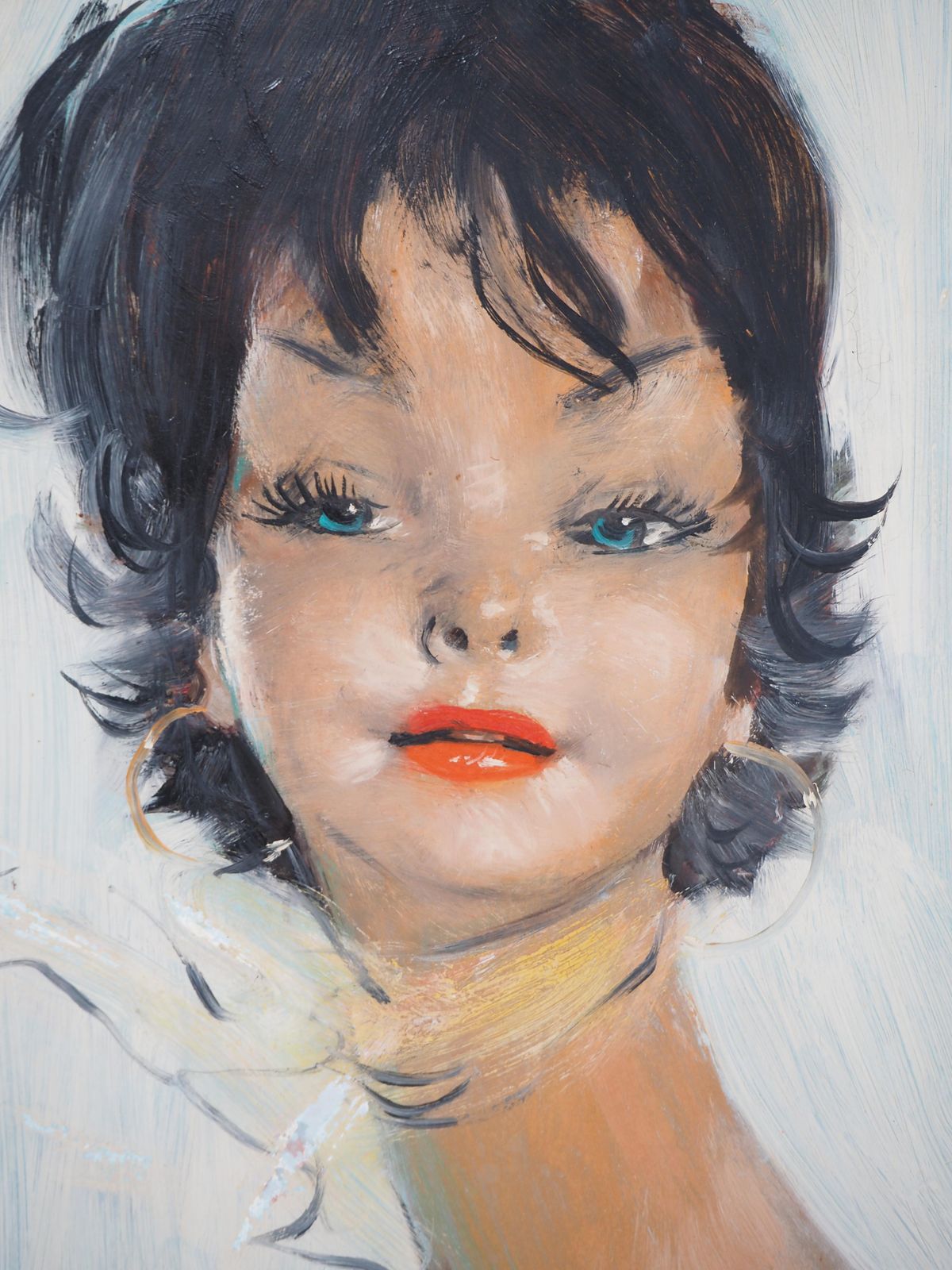 Jean Gabriel Domergue Maria, Nude On Blue Background   Original Oil Painting, Handsigned photo 7966.0
