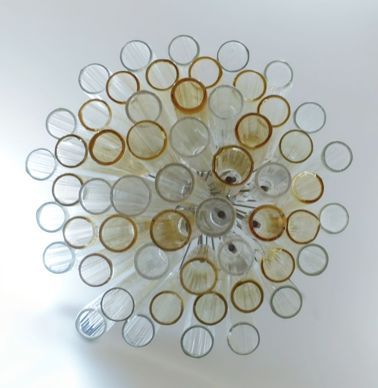 Clear And Yellow Murano Tubes Chandelier photo vintage