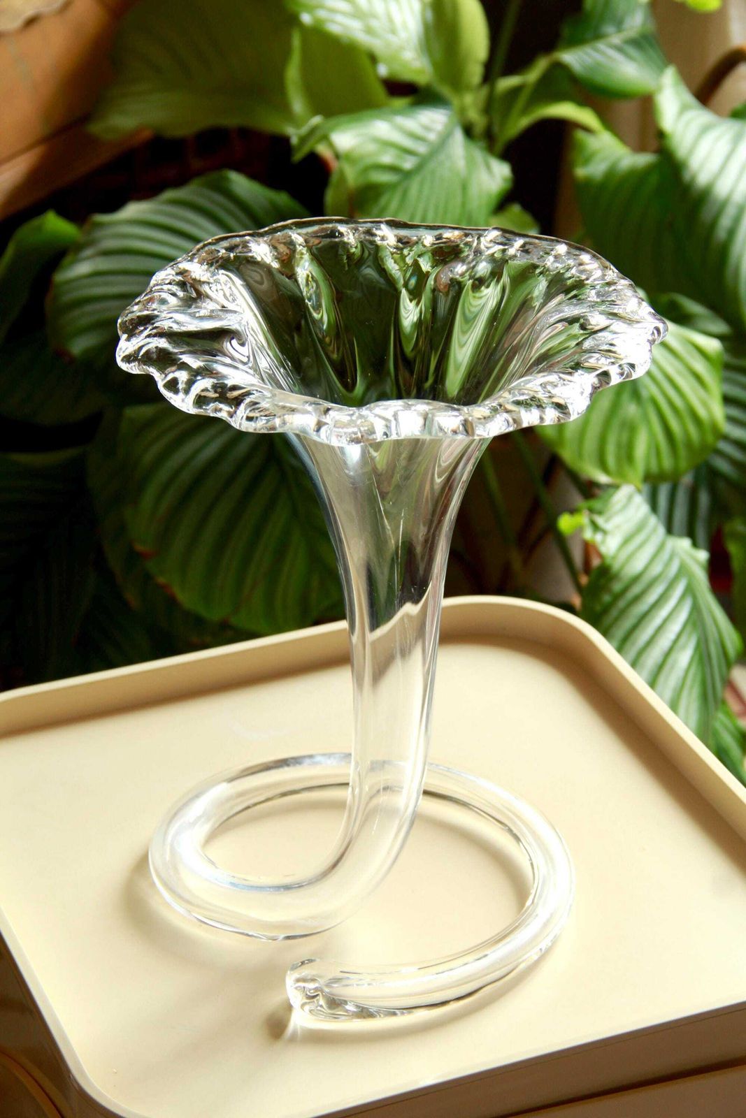 Trombetta, Vintage Murano Glass Flower Vase, Italy, 1970s photo Home Decor