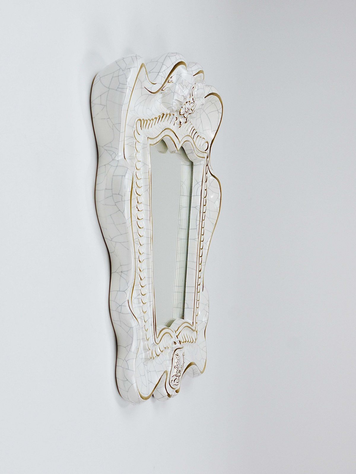 photo vinterior Art Deco Theater Terracotta Wall Mirror By Gmundner Keramik, Austria, 1930s