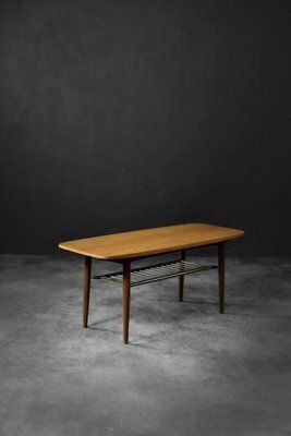 Low Mid Century Danish Modern Hyggebord 55 Coffee Table In Teak With Shelf From Gorm Møbler, 1956