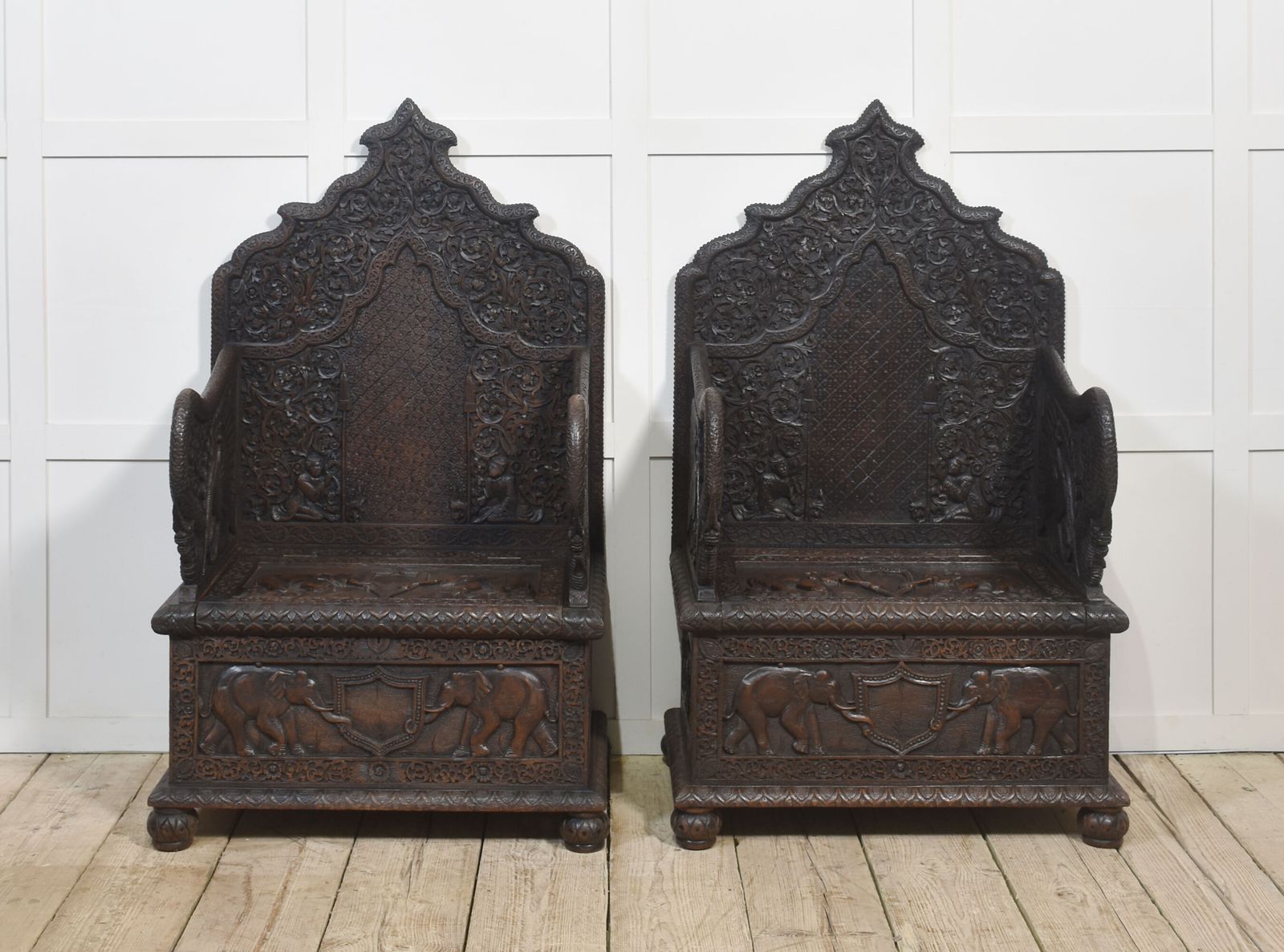 photo buy Pair Of 19th Century Carved Ceremonial Armchairs