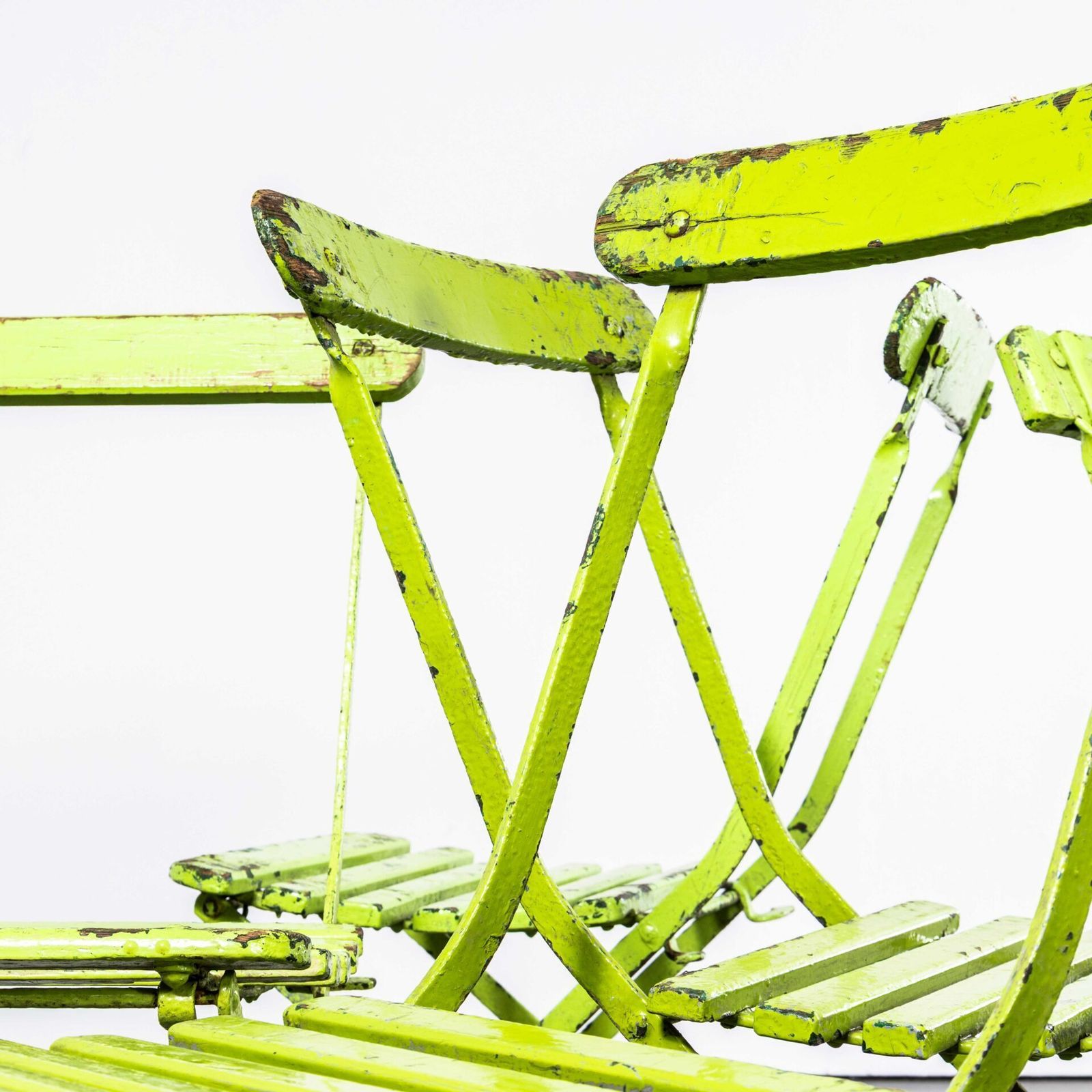 1950’s Original English Pavilion Lime Green Folding Chairs photo 102.0