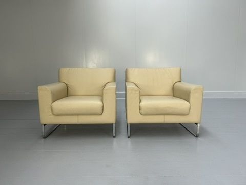 Pair Of Walter Knoll “Morgan 465” Armchairs – In Cream Leather photo furniture