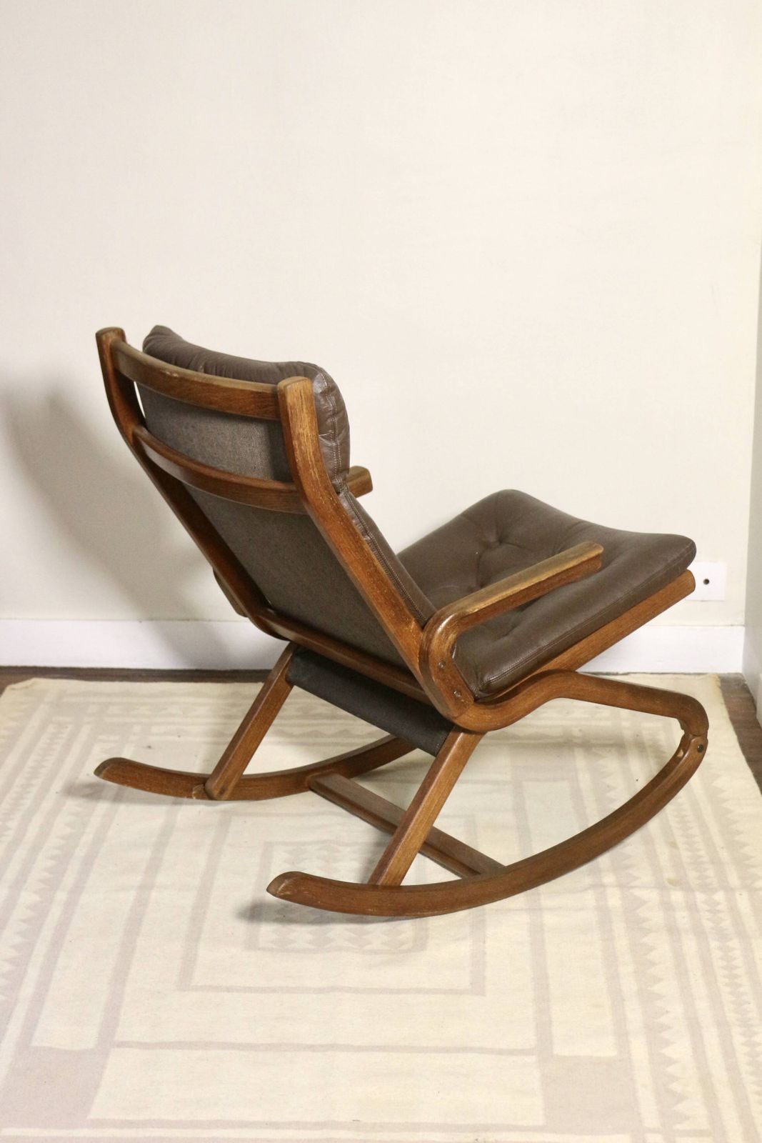 Rocking Chair Design Norway 1960s Teak Wood Year 60 Ref Paolo photo for sale