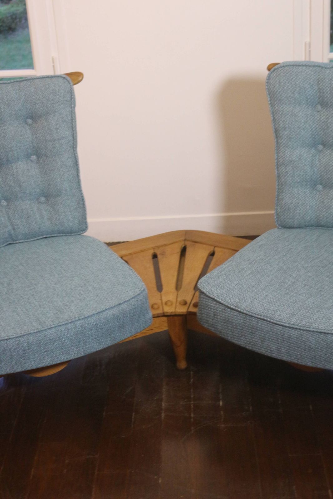 photo vintage Fan Bench By Guillerme And Chambron Reupholstered