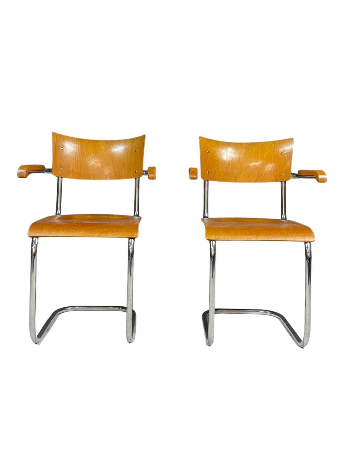 Pair Of Functionalist Tubular Armchairs By Jitona, Czechoslovakia, 1950s