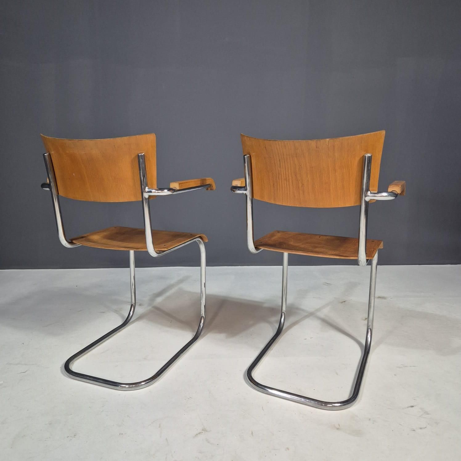 photo furniture Pair Of Functionalist Tubular Armchairs By Jitona, Czechoslovakia, 1950s