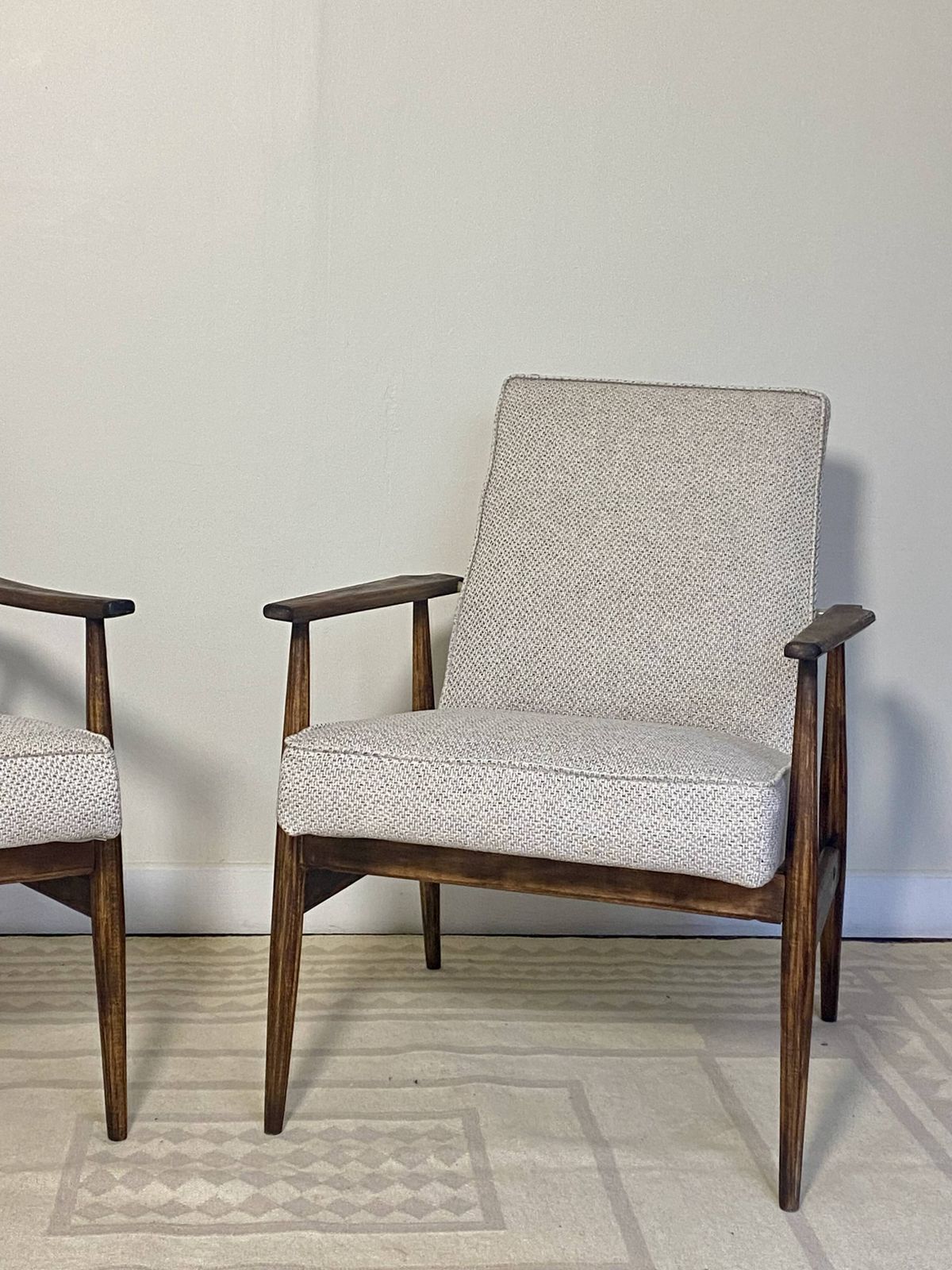 Pair Of Henryk Lis 300 190 Armchairs From The 70s In Mottled Grey Blue Fabric photo buy