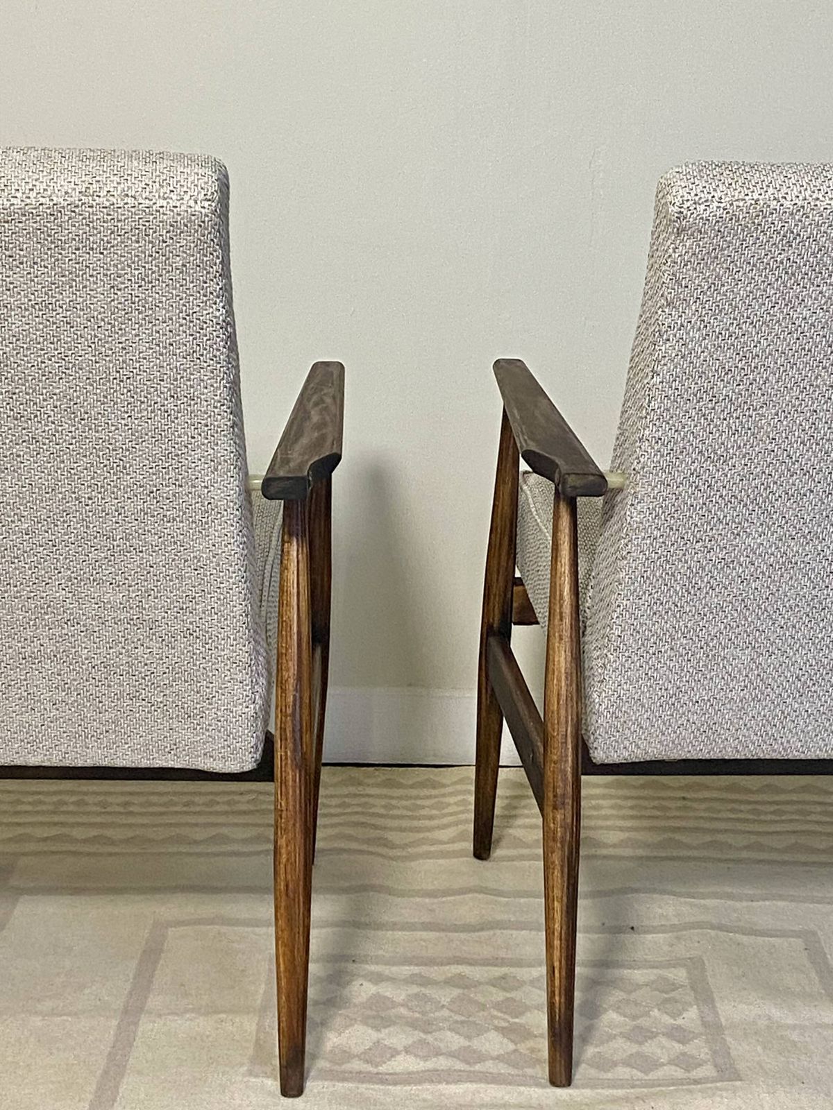 Pair Of Henryk Lis 300 190 Armchairs From The 70s In Mottled Grey Blue Fabric photo vintage