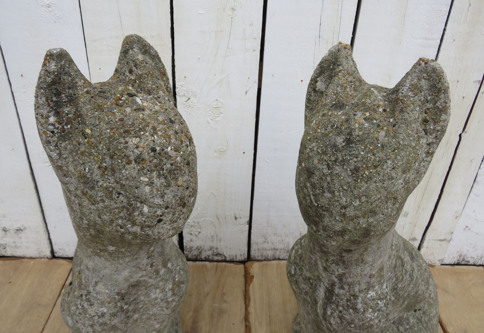 Pair Of Vintage English Weathered Garden Cat Ornaments photo 295.0