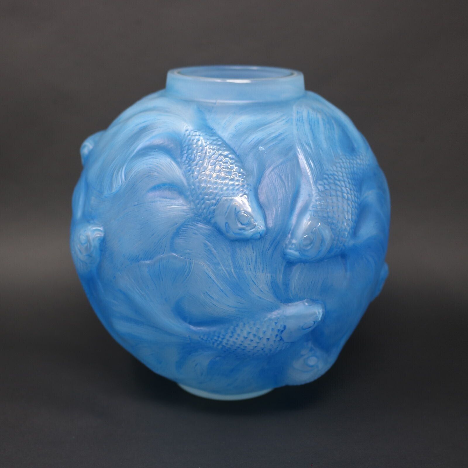 Rene Lalique Opalescent Glass Blue Stained Formose Vase photo furniture