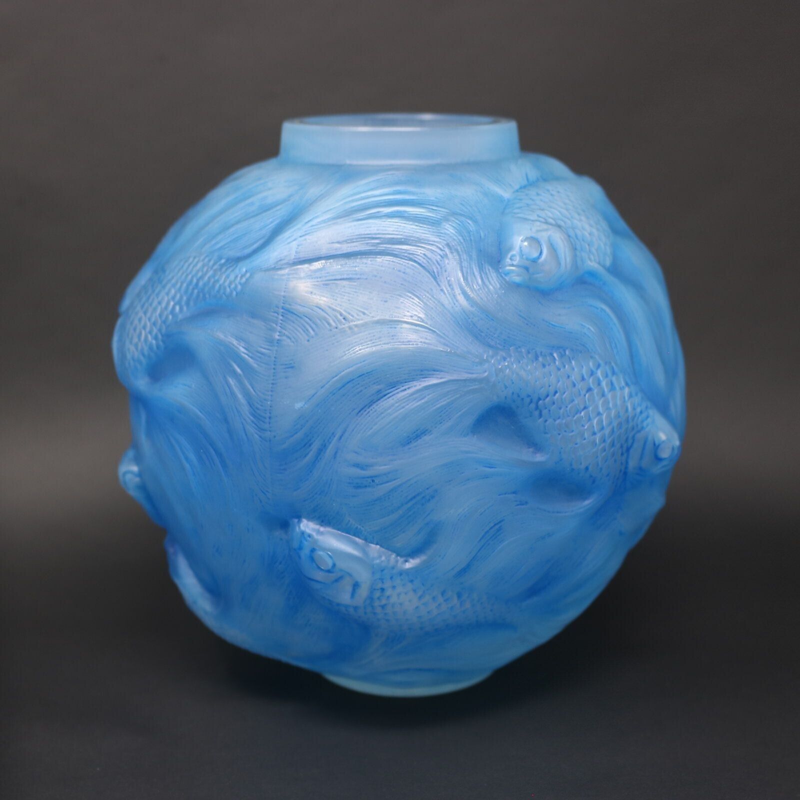 Rene Lalique Opalescent Glass Blue Stained Formose Vase photo Home Decor