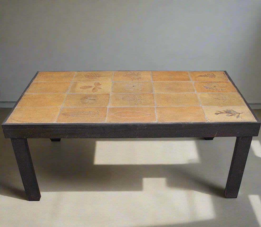 Vintage French Coffee Table With Ceramic Top By Roger Capron (Circa 1970s)