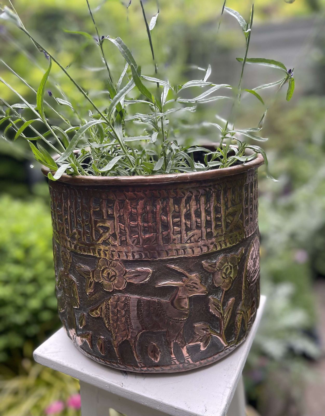 Antique Anglo Indian Copper Jardiniere Planter photo for sale