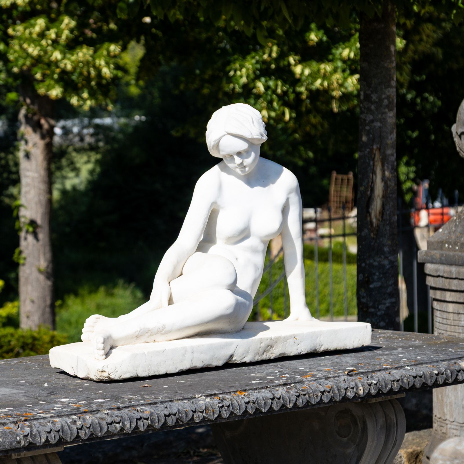 Art Reclining Female Nude In Marble, Early 20th Century photo