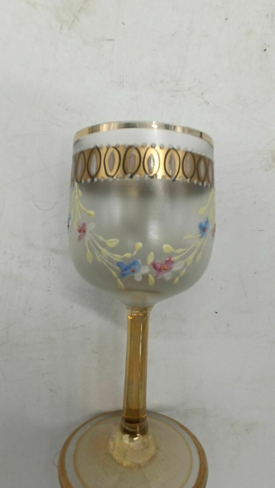 Antique Glass Liqueur Bottle With Decorated Glasses Italy 19th Century photo vintage