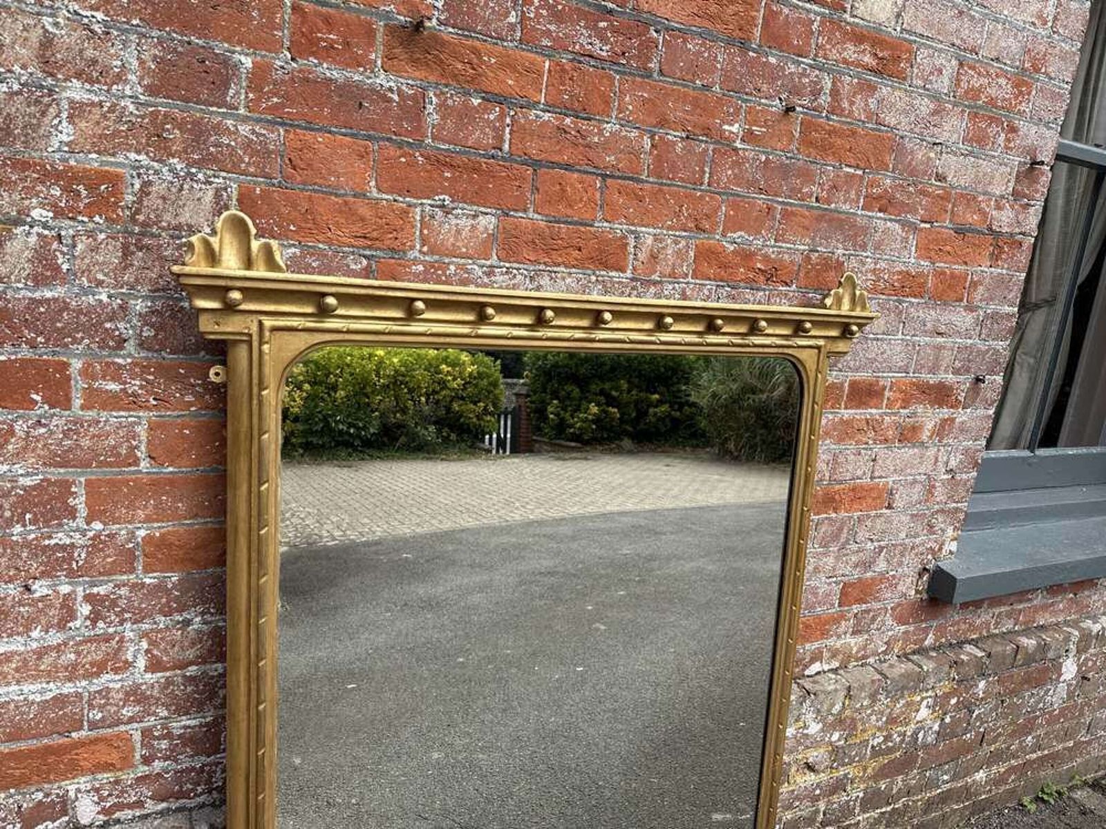 A Superb Large Antique English 19th C Carved Wood & Gesso Gilt Overmantle Mirror. photo vinterior