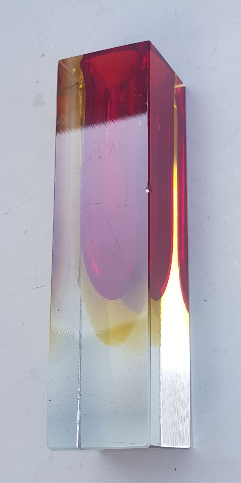 Sommerso Murano Glass Vase And Ashtray In Red And Yellow, 1950s photo Home Decor