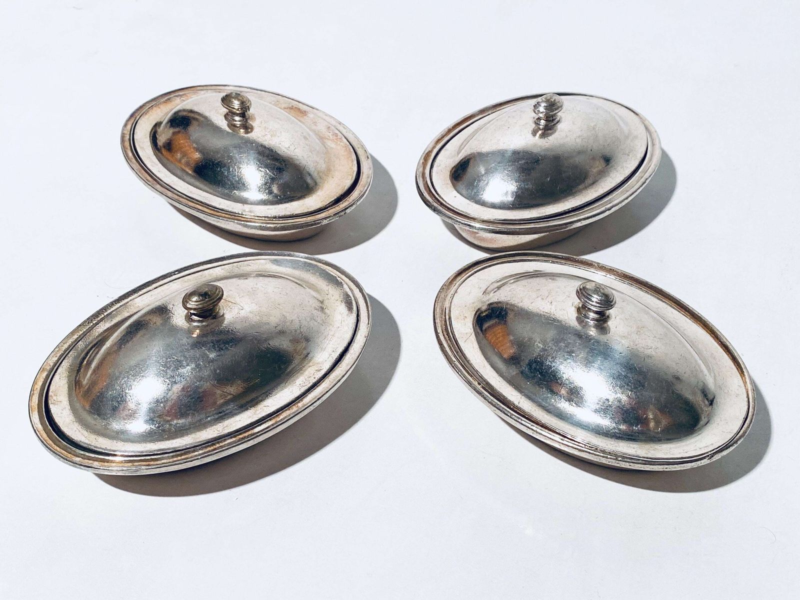 Four American President Lines Silver Plated Bowls With Lids / 1940s Vintage Decor