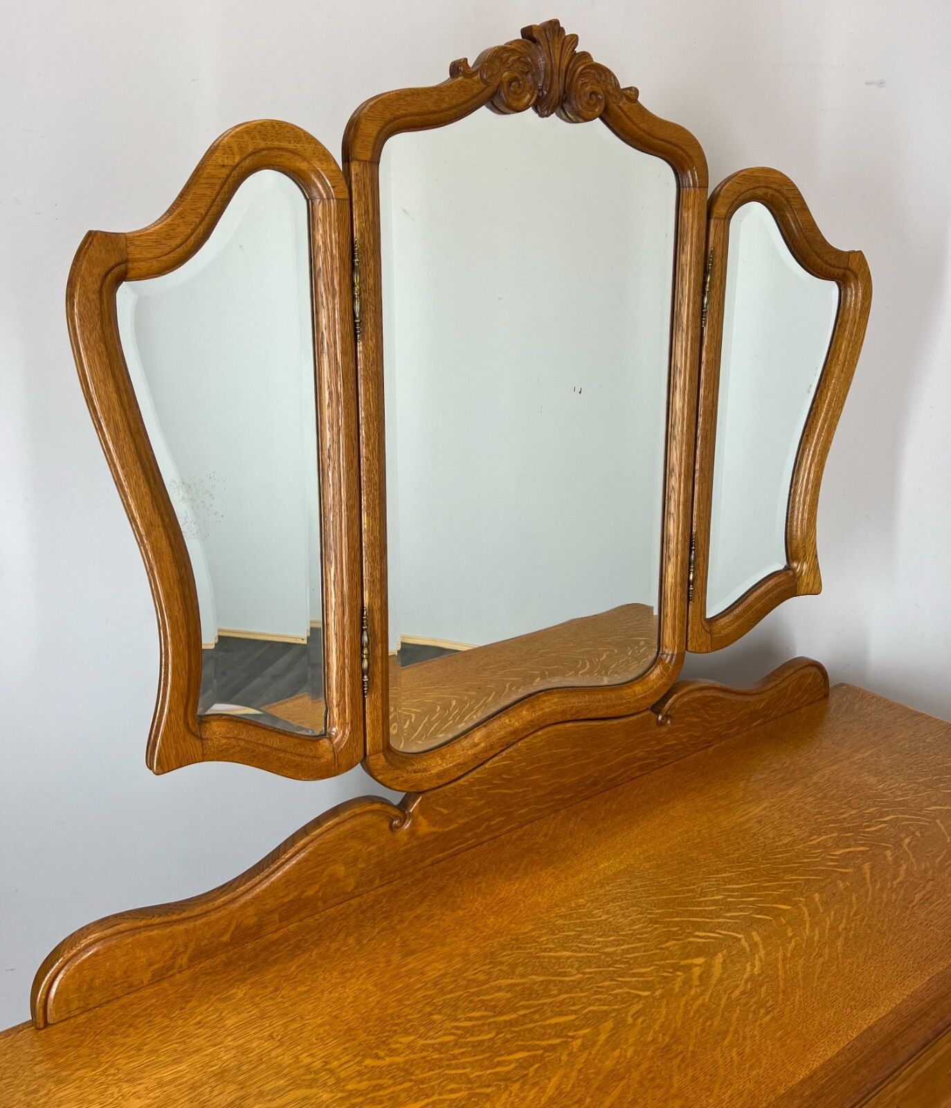 Vintage Dressing Table With Mirror French Oak Louis Vanity Table Makeup Lot 3198 photo furniture