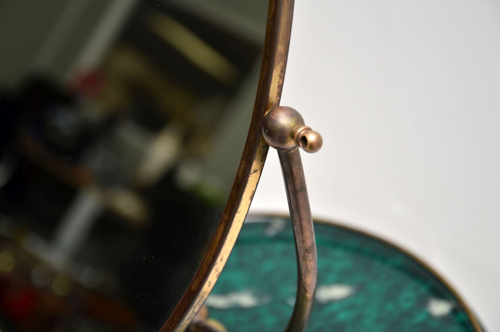 photo furniture Vintage Brass Vanity Table With Mirror By Peerage