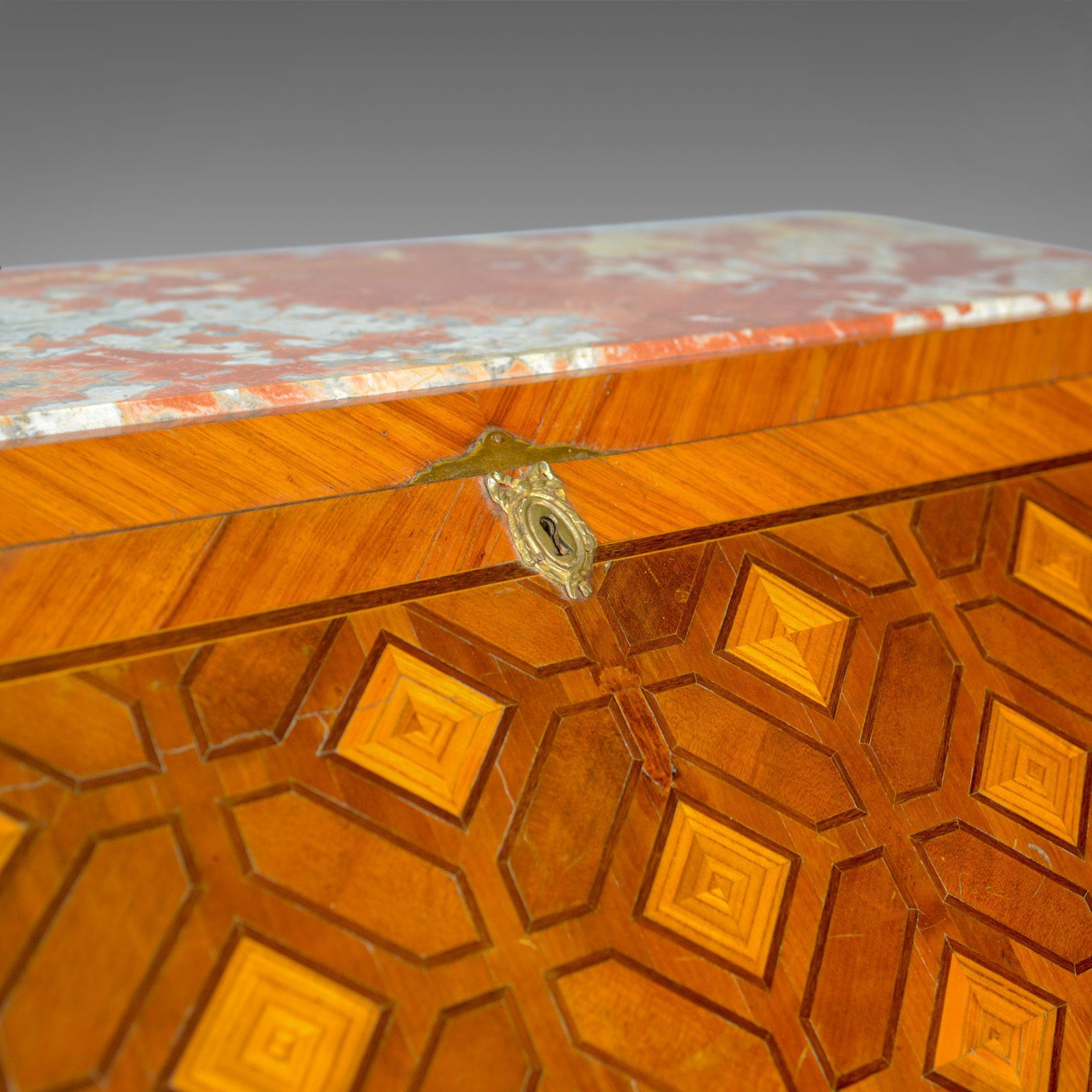 Antique Bureau, French, Marble Top, Kingwood, Marquetry Desk, Circa 1900 photo buy