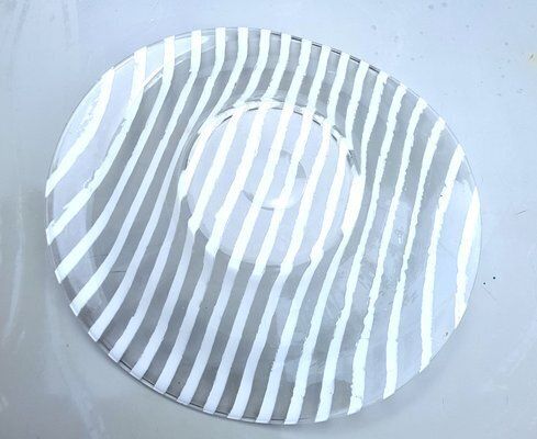 Large Glass Bowl With Zebra Stripes From Peill & Putzler photo for sale