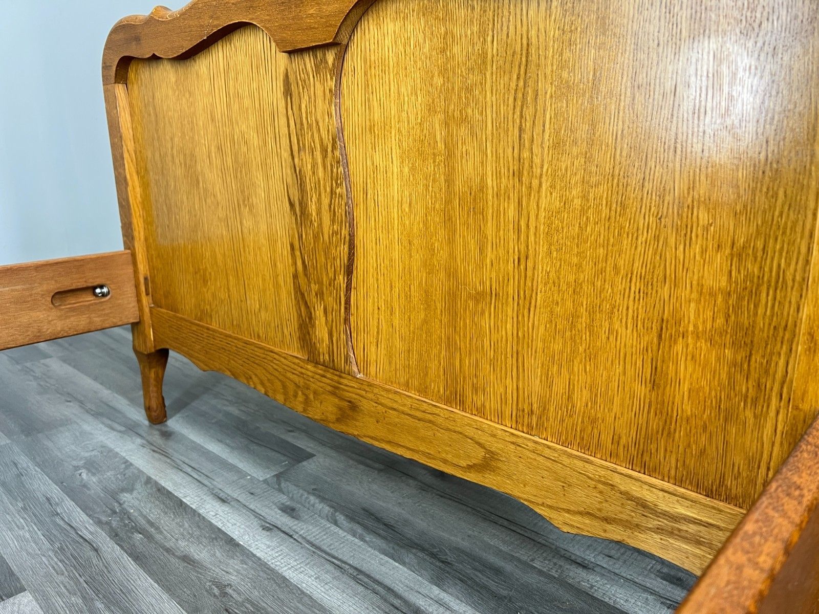 photo furniture Bed Frame Vintage French Louis XVI Style Oak Single Carved Panel Lot 4074