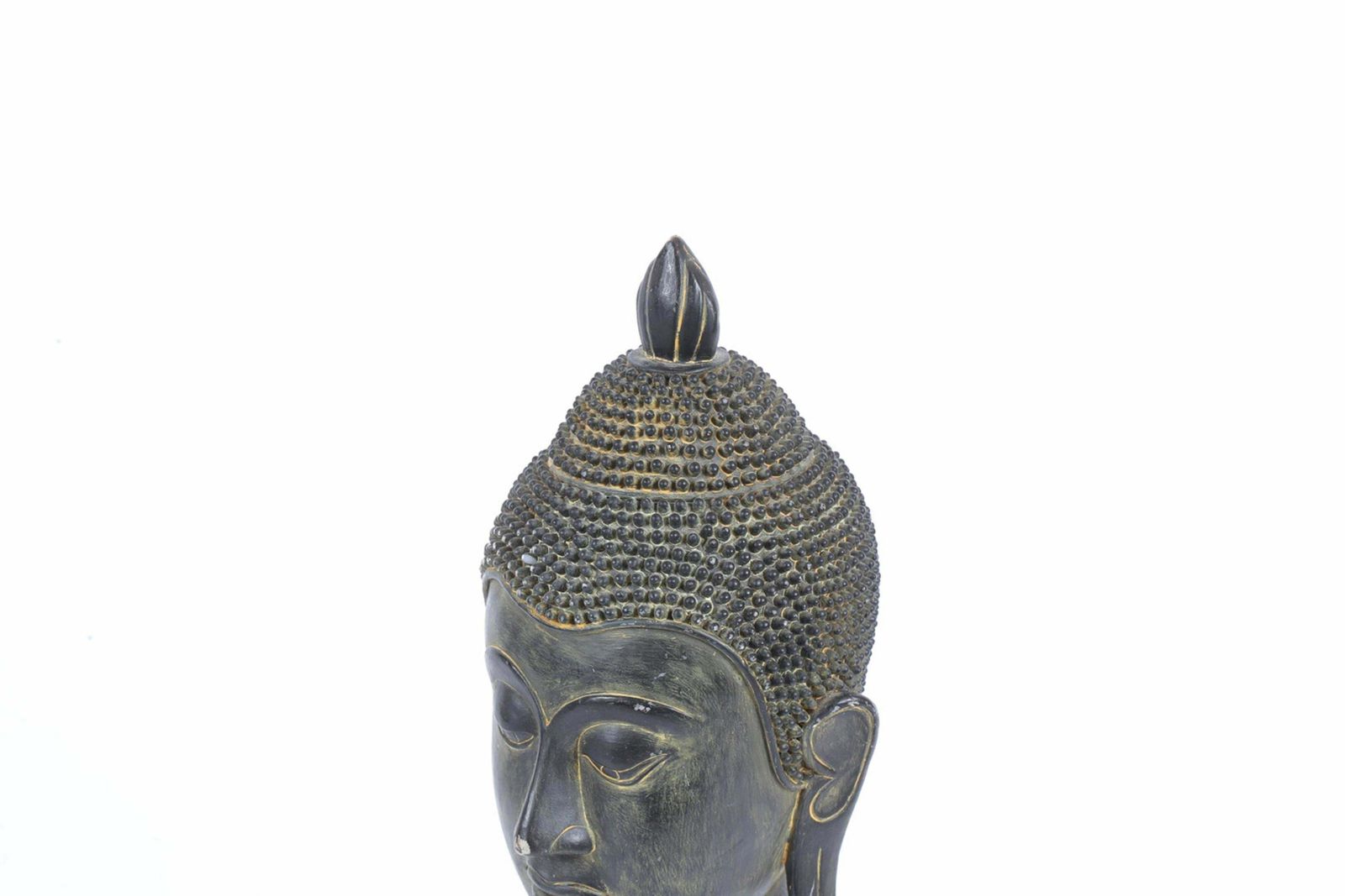 photo furniture Decorative Buddha Head Stand Antique Resin Buddha Head On Stand 1960