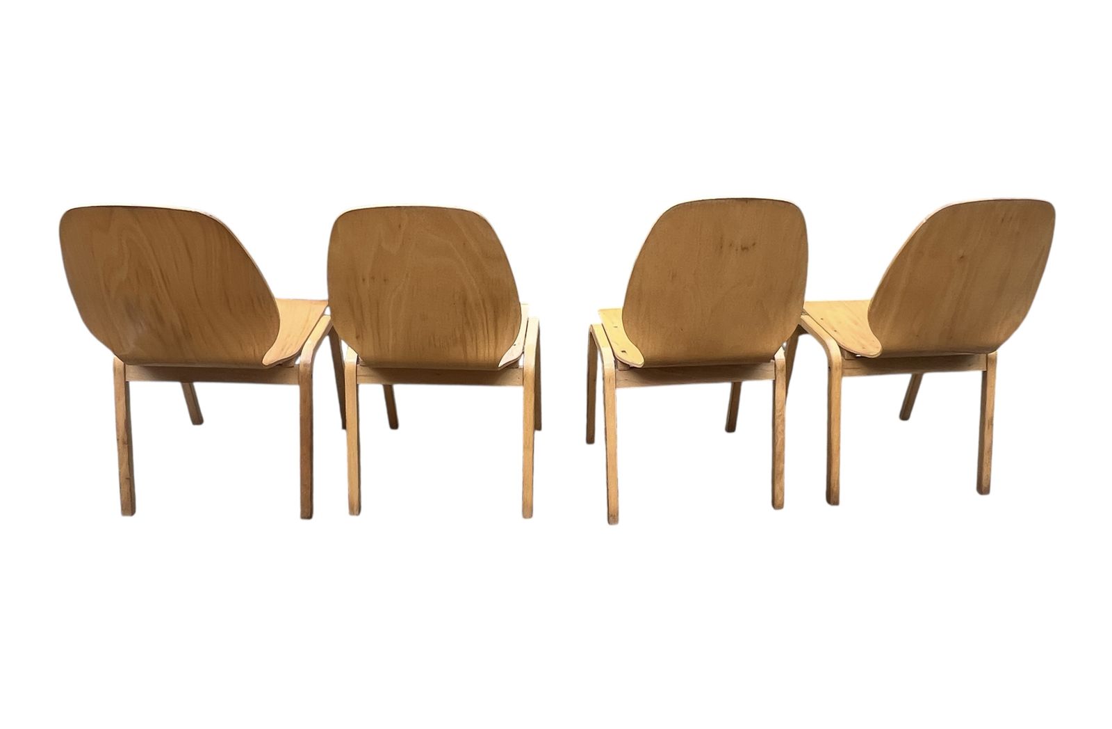 photo furniture Mid Century Set Of Four Beech & Bentwood Ply Chairs