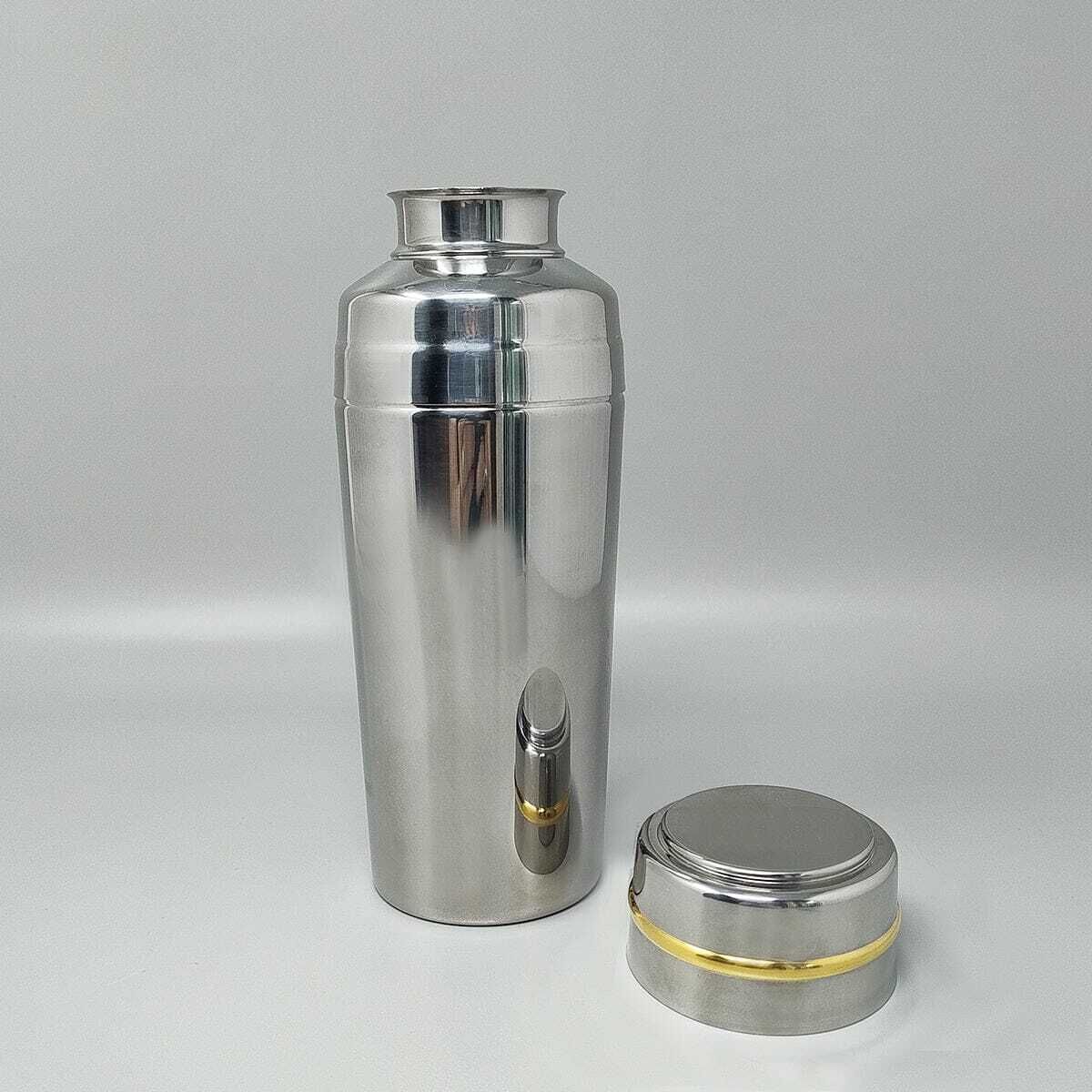 1970s Gorgeous Cocktail Shaker In Gold 24k And Stainless Steel With Ice Bucket By Mepra. Made In Italy photo 435.0