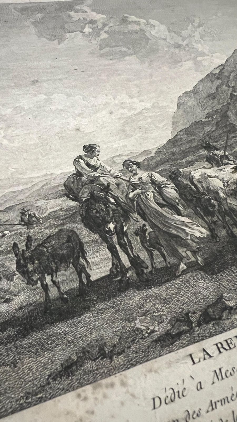 18th Century Etching — Shepherds In Rocky Landscape By Jacques Aliamet After Berchem, 1750 photo buy