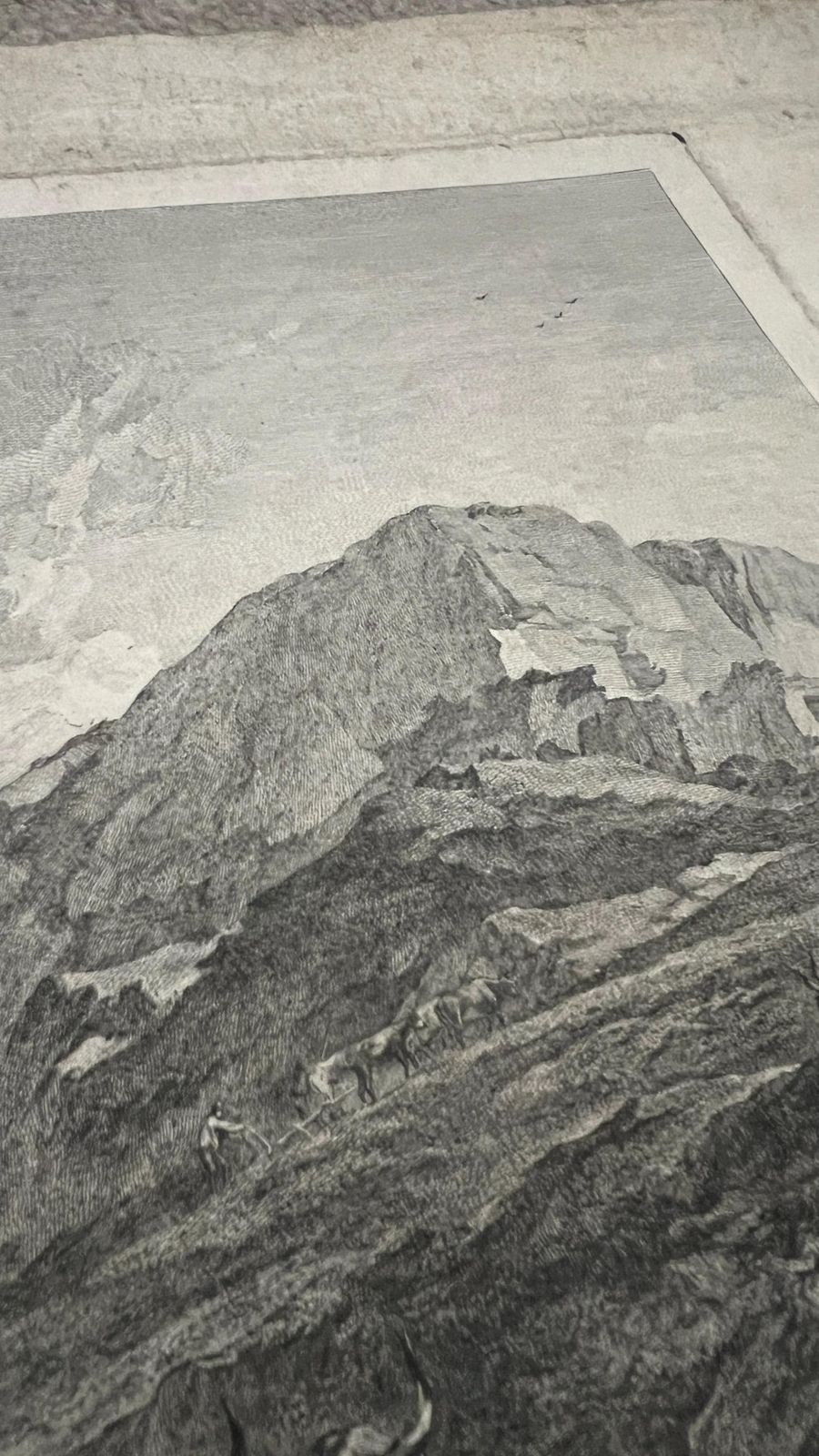 18th Century Etching — Shepherds In Rocky Landscape By Jacques Aliamet After Berchem, 1750 photo vintage