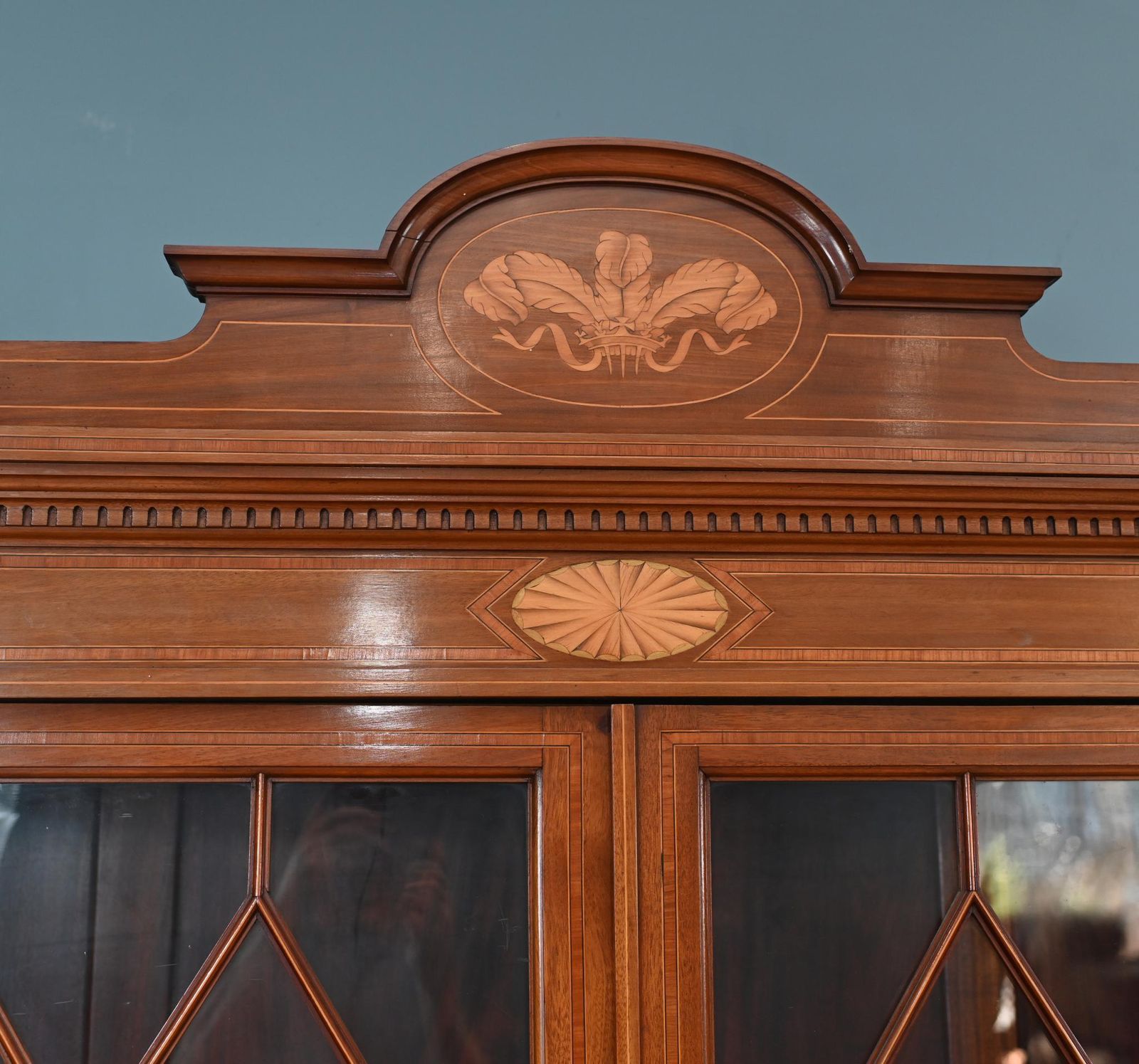 photo for sale Edwardian Bookcase Cabinet Mahogany Hepplewhite 1910