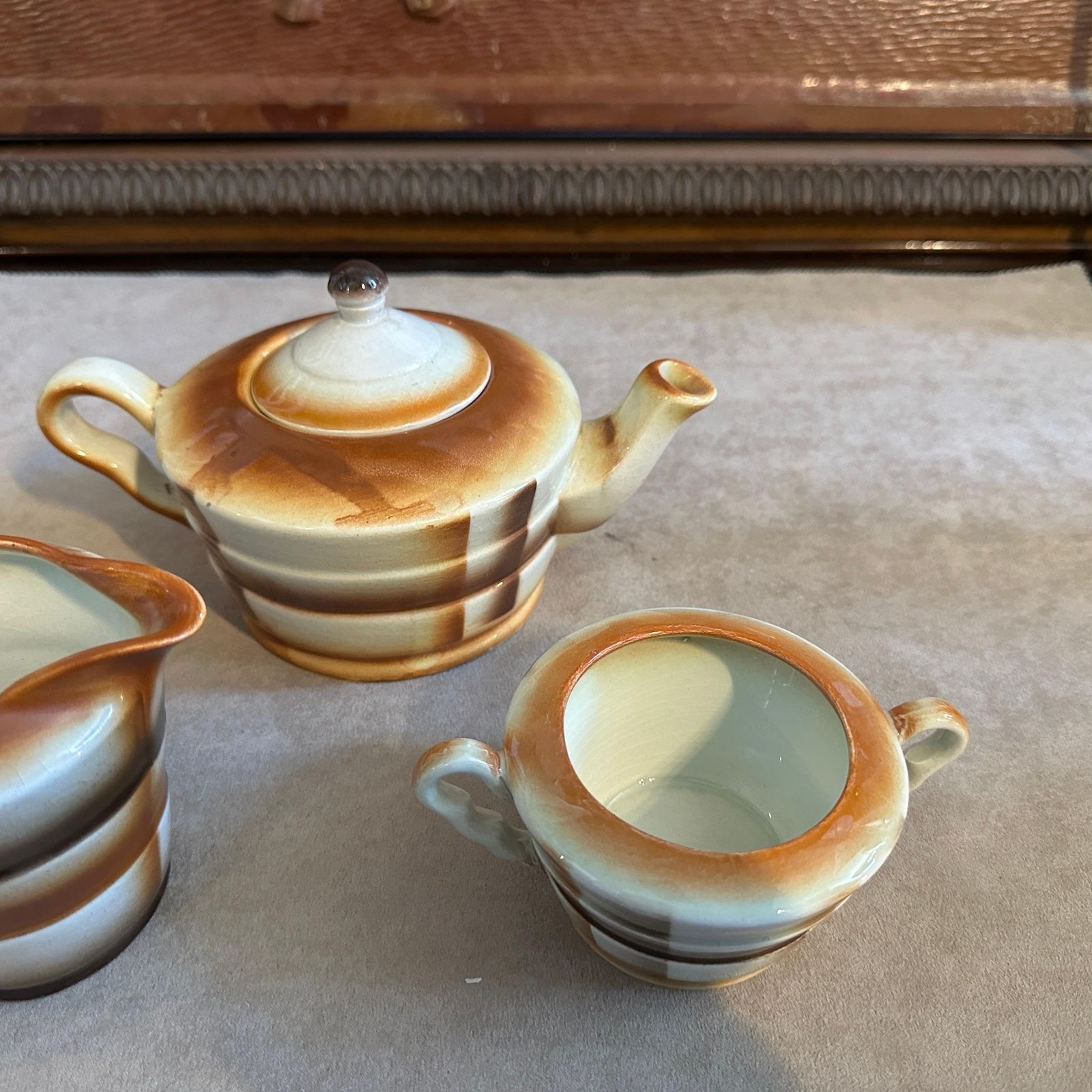 1930s Art Deco Airbrushed Ceramic Tea Set By Ceramiche Piemontesi photo for sale