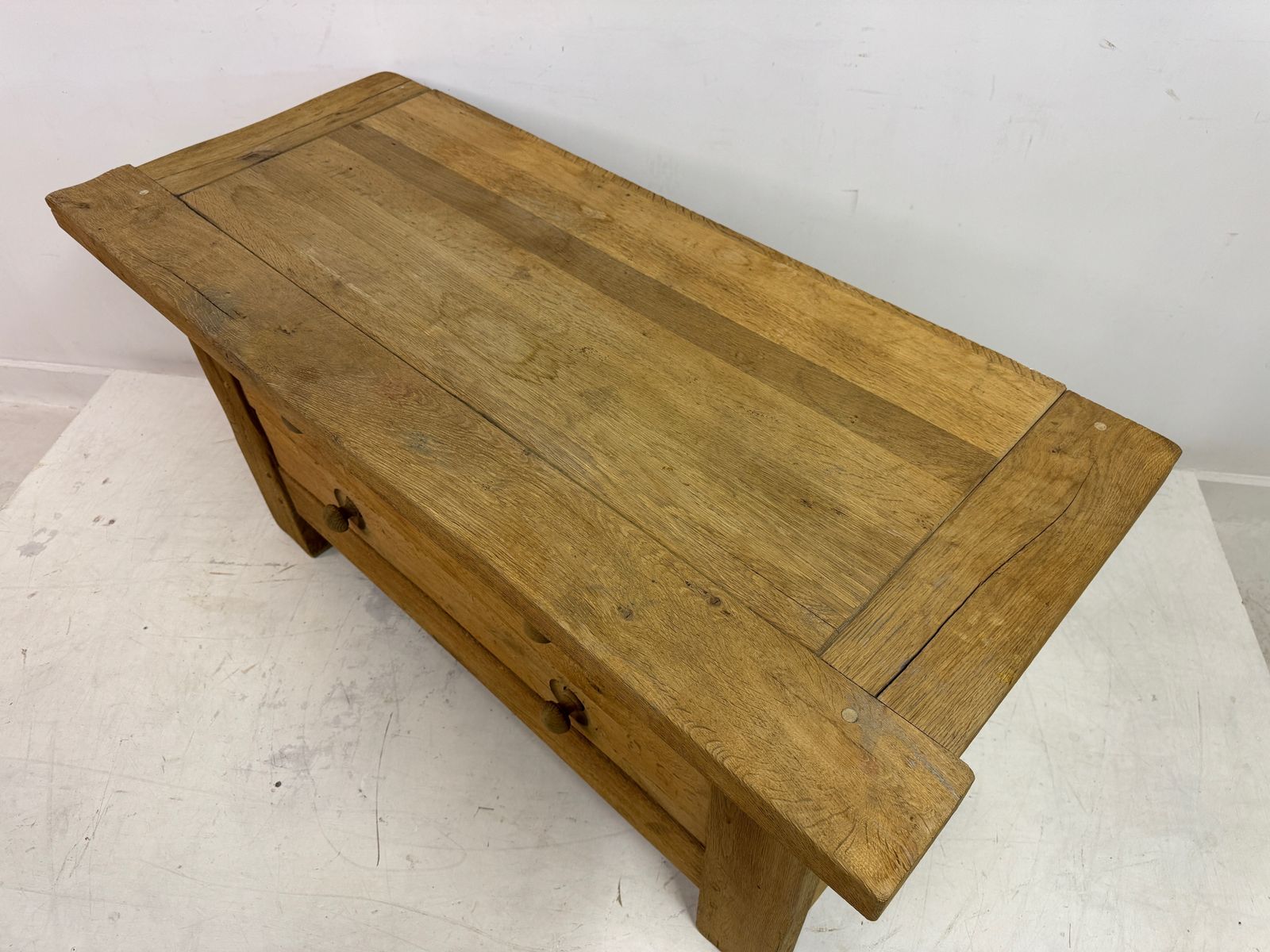 Brutalist Two Drawer Chest In Solid Oak, Belgium, 1960s photo vinterior
