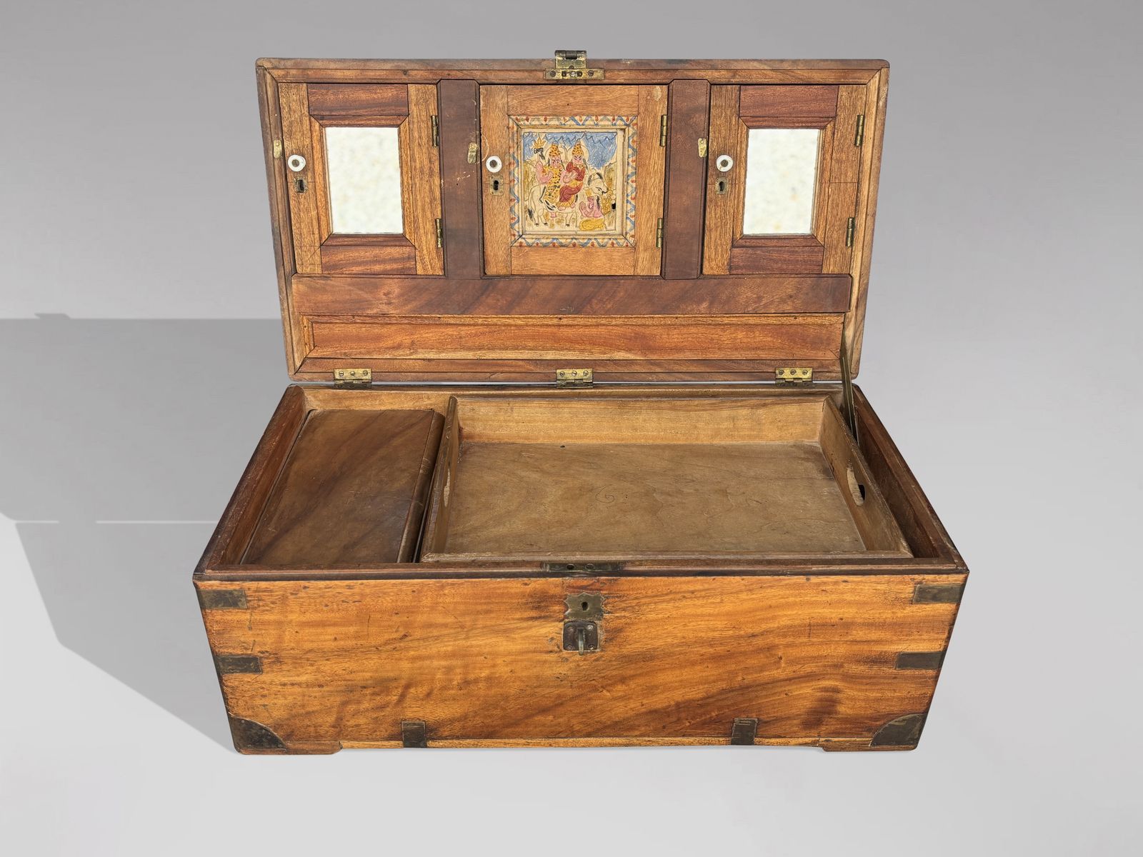 photo for sale Mid 19th Century Camphor Wood Traveling Trunk With Fitted Interior