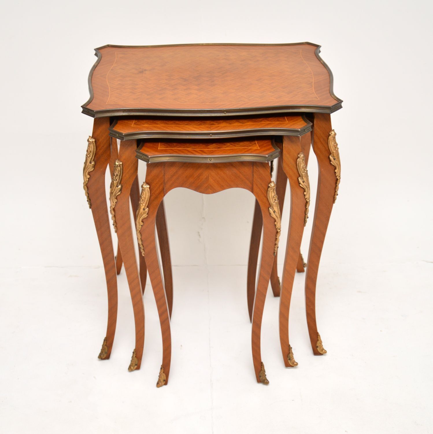 Antique French Louis XV Style Parquetry Top Nest Of Tables photo furniture