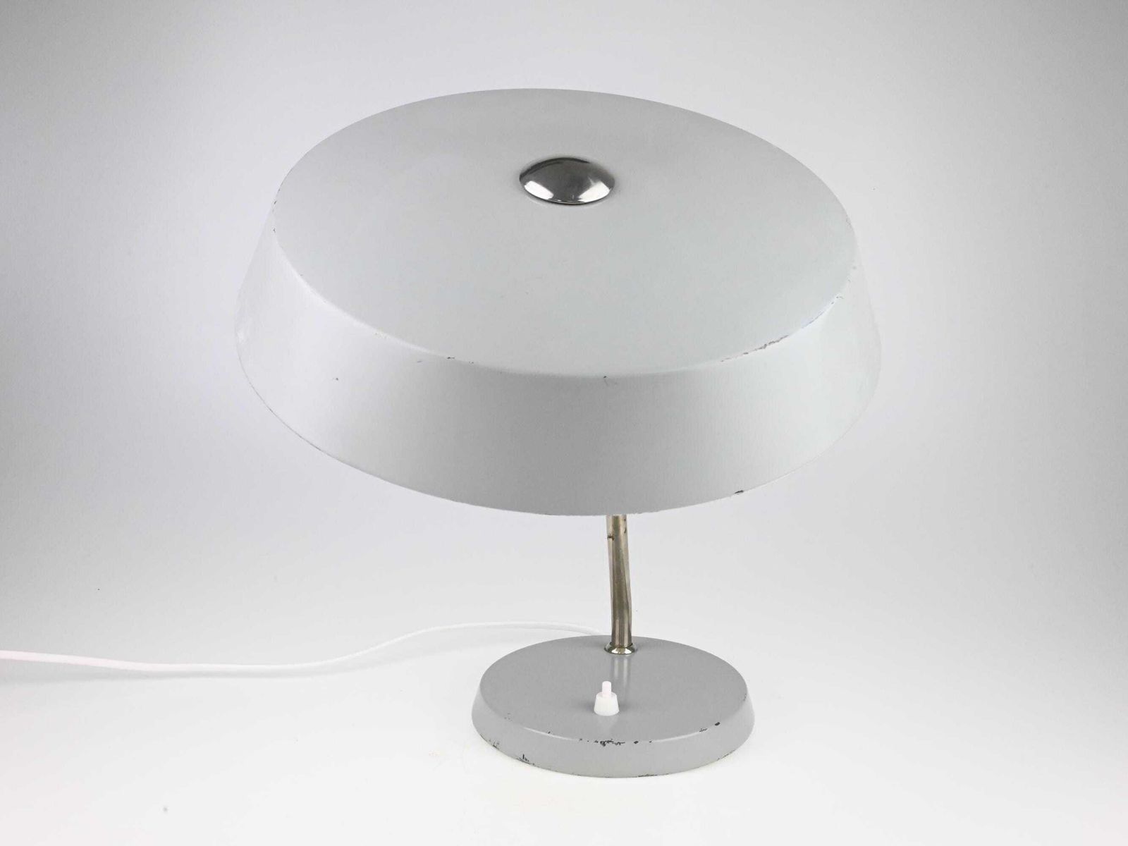 Vintage German Gray Table Lamp By Veb Leuchtenbau, Desk Lamp, Mid Century Lamp, Gray Lamp, Mid Century Lighting, Table Lamp, Desk Light photo for sale