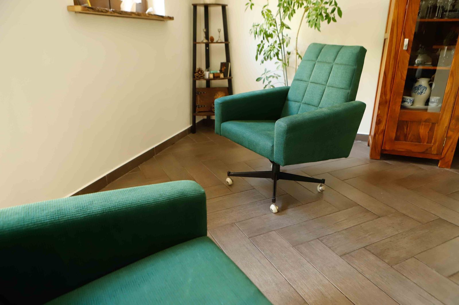 Furniture Pair Of Retro Swivel Chairs On Casters photo