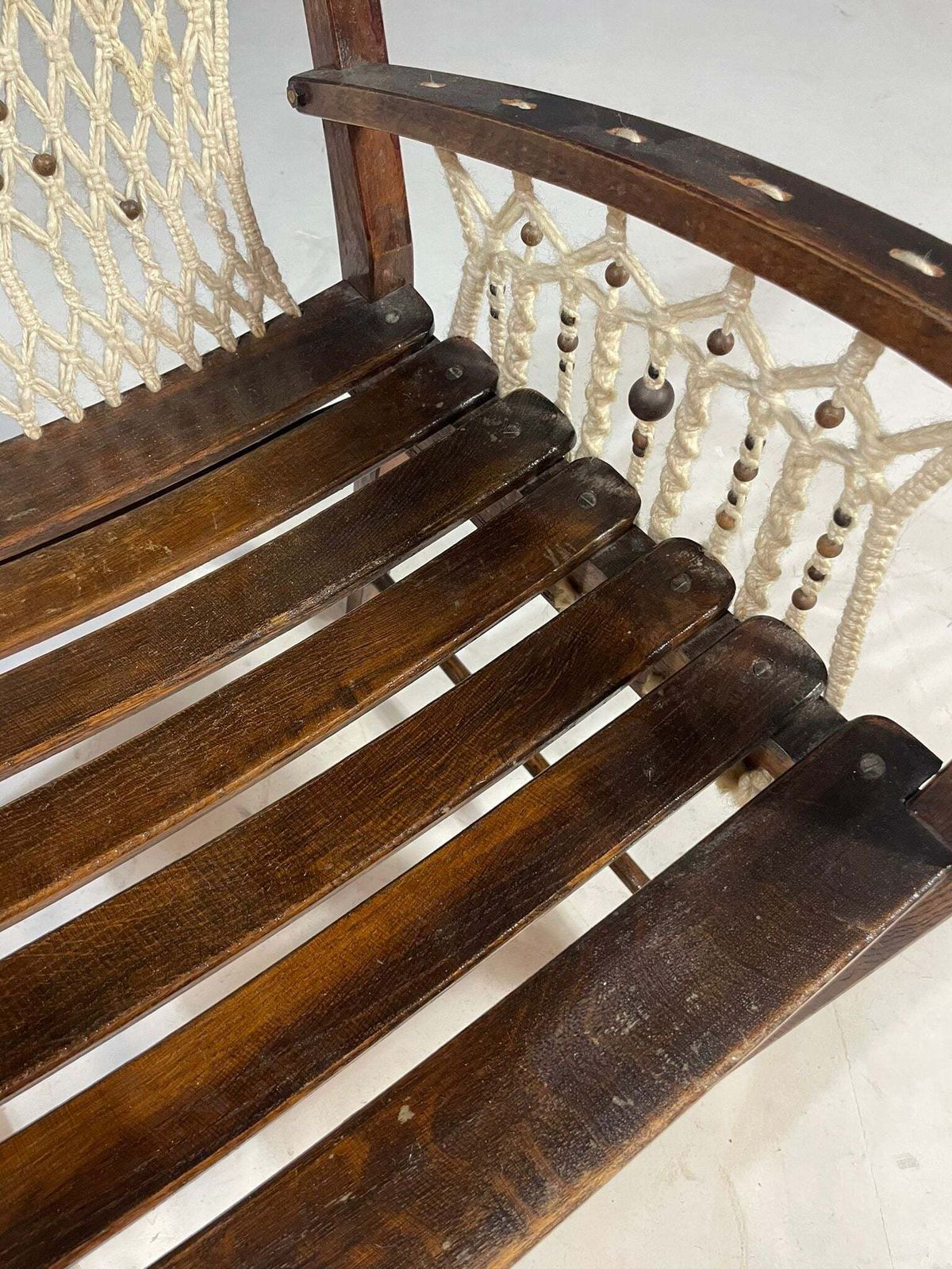photo furniture Vintage Macramé Armchair, 1960s, Czechoslovakia, Wooden Frame